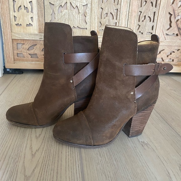 Rag & Bone brown suede booties.  Leather wrap detail.  Size 37 - Picture 3 of 8